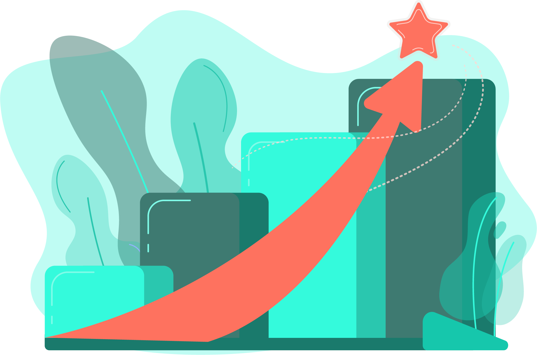 An illustration represting an ascending graph